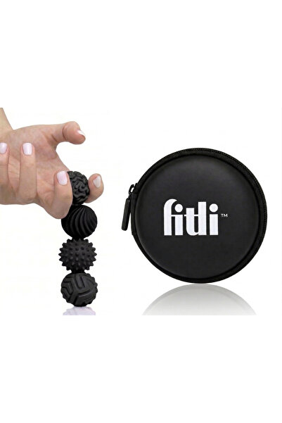 Fitli Set de 4 mingi magnetice senzoriale anti-stres, cu texturi variate, negre