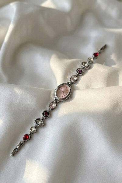 Elifsu Jewelry Vintage Silver Colorful Stone Women's Wristwatch