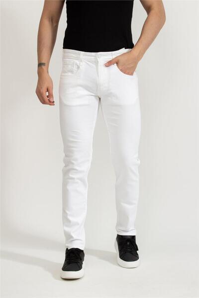 Replay Anbass Slim Erkek Jean Pantolon Beyaz