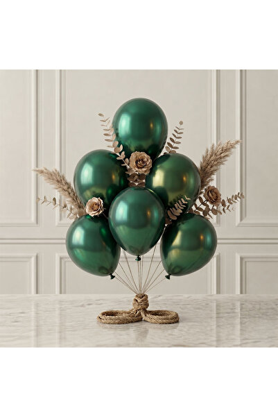 BeySüS Emerald Green Color Latex Metallic Balloon (30 cm) - 6 Pieces