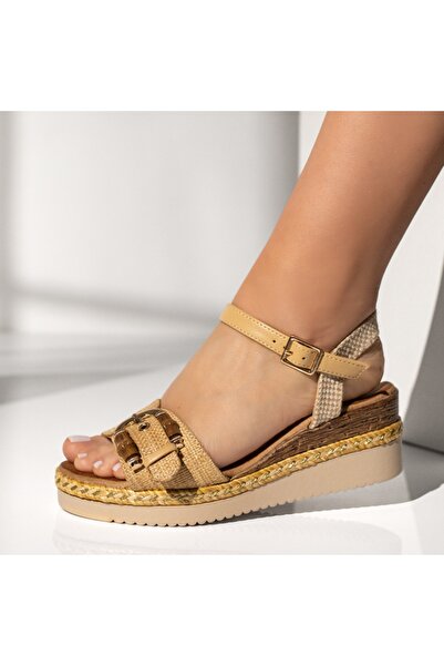 Modlet.ro Women's beige platform sandals EVA30