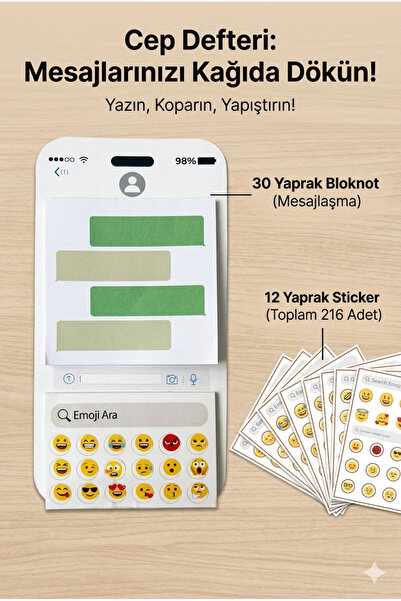 Zodiac Store Cep Defteri Mesajlaşma Temalı Bloknot ve Emoji Sticker Seti