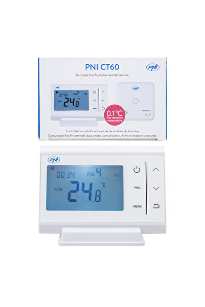 PNI Termostat wireless CT60 pentru sisteme de încălzire centralizată, afișaj ...