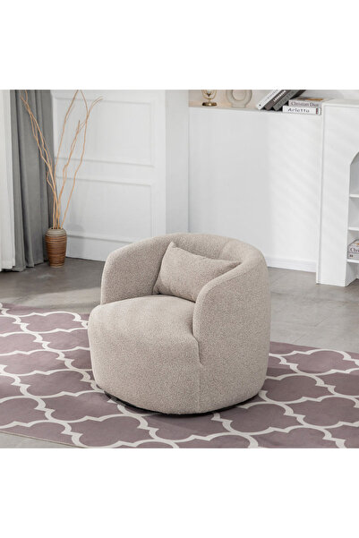 homejoyz كرسي دوار قماش بوكليه وخشب سويدي – سيلين – 80×85×85 سم