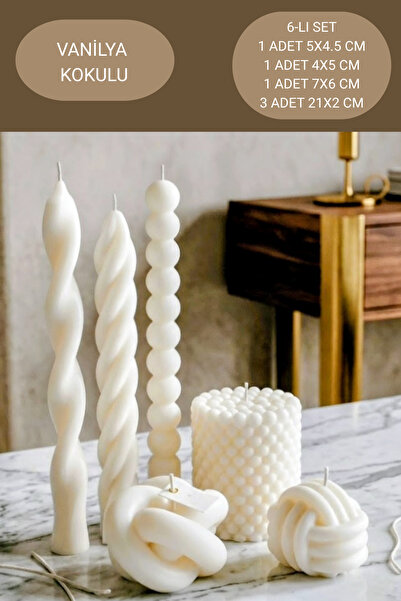 AKLIMDASIN Dekoratif Pinterest Tasarım Krem Renk Düğüm Mum Handmade Kokulu He...