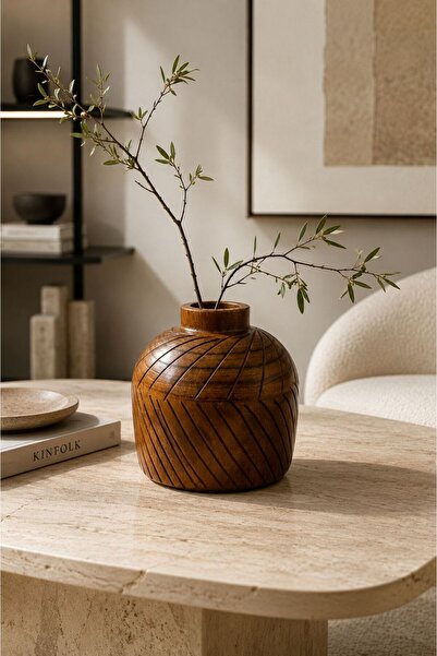 NEWNOW Vază din lemn Aspen, vază decorativă din lemn, realizată manual |   De...