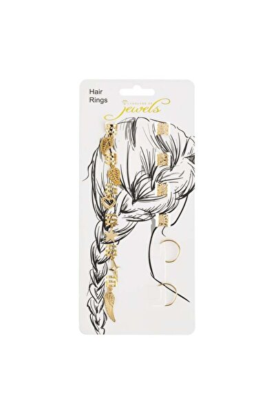 OEM Set 12 Inele Decorative Aurii pentru Păr, Modele Frunză, Inimă, Stea, Cru...