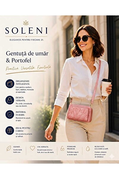 ANY SHOP MARKET SOLENI Geantă Damă Crossbody cu Portofel Integrat, Compartime...