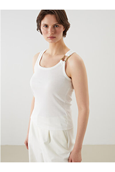 LC Waikiki New Season White U-Neck Women's Undershirt