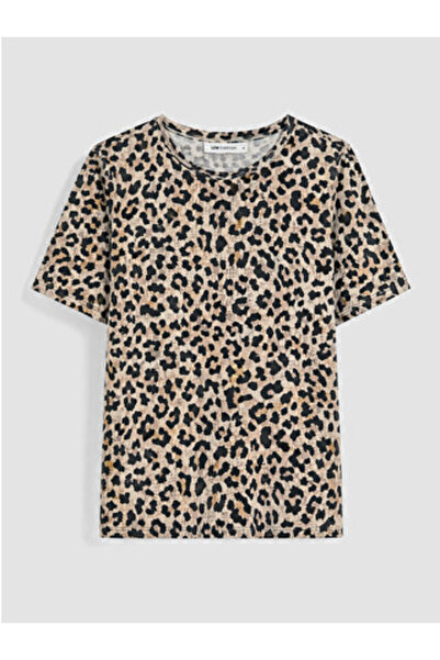 LC Waikiki New Season Brown Leopard Patterned Women's T-Shirt