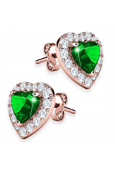 Larezo Cercei Din Argint 925 Placati Cu Aur Roz 18K, Model Inima Love Cu Cris...