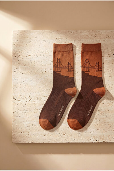 Katia&Bony Unisex Istanbul Patterned Brown Socks