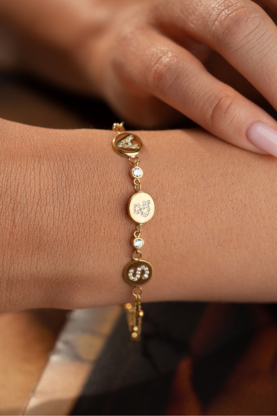 beonejewelry 925 Ayar Gümüş Harfli Bileklik