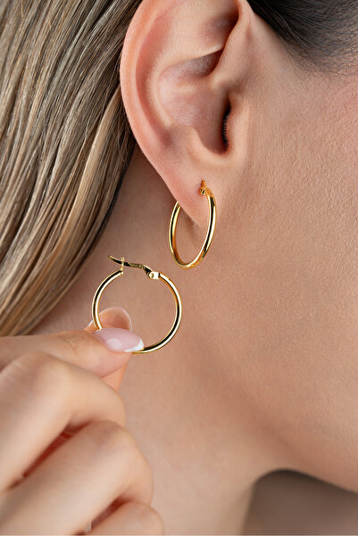 Silvano Jewelry 925 Ayar Gümüş 22 mm Halka Şarnel Küpe