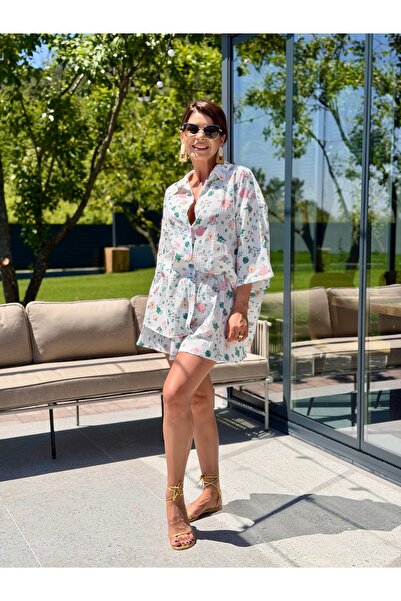 RAMONA BADESCU EXCLUSIVE Γυναικείο Φλοράλ Σετ από Μουσλίνα (Μπλούζα και Σορτς...