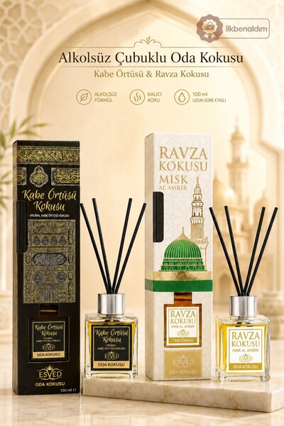 İlkbenaldim Kabe Örtüsü Kokusu Ve Medine Ravza Kokusu 100 Ml Çubuklu Oda Kokusu