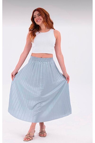 önerS Pleated Midi Skirt High Waist Elastic Casual & Stylish Women's Skirt