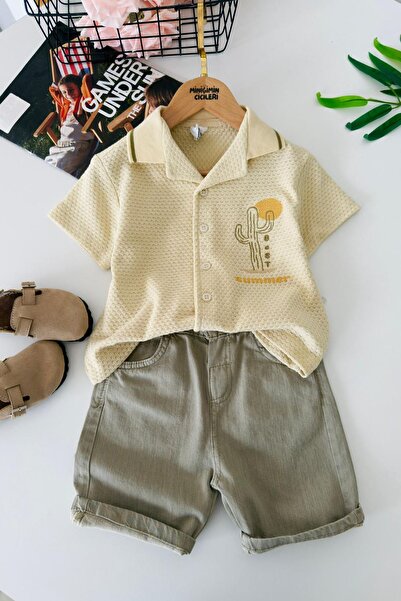 Minigimin Cicileri My Little Boy's Cactus Themed Boys' Shirt and Shorts Set -...