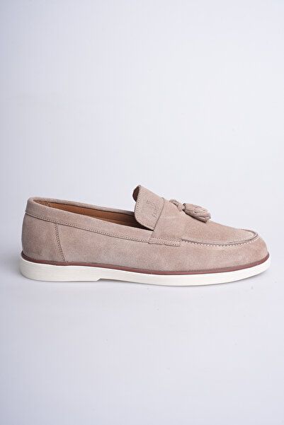 Fame Step Hakiki Deri Erkek Loafer Ayakkabı Bej Süet Günlük Rahat Casual Moka...