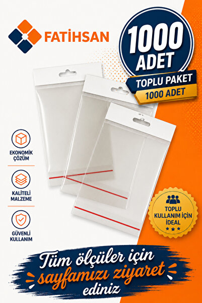 Şeffaf Yapışkanlı Askılı Poşet 6x15 cm 1000 Adet