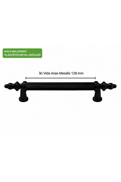 Kenzlife mobilya kulpu boru rustik 128 mm siyah plastik dolap kulbu 01 adet kulp gardırop vida dahildir