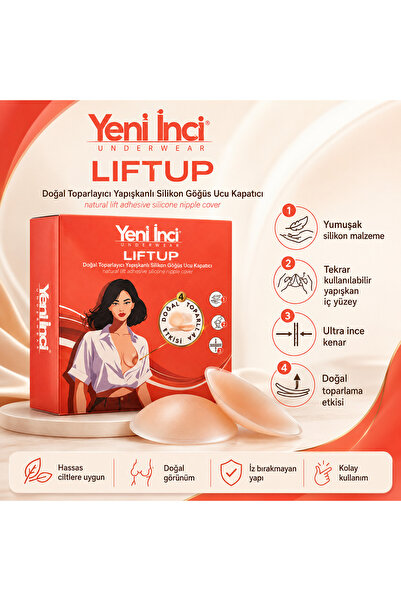 Yeni İnci Liftup Doğal Toparlayıcı Yapışkanlı Silikon Göğüs Ucu Kapatıcı