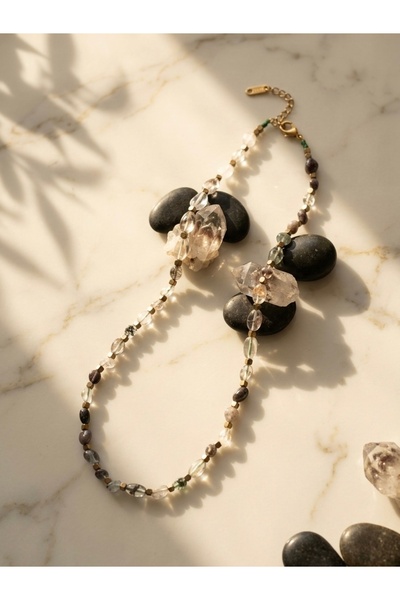 Meneva Aksesuar Fantom Quartz Natural Stone Necklace - Handmade Special Desig...