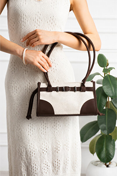 Valu Accessorize Women's Belt Detailed Linen Daily Hand and Shoulder Bag Lina