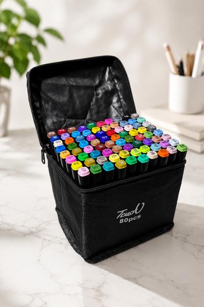 Art Tone 80-Piece Touch Marker Art Double-Tip 80-Piece Pen Set with Bag Premi...