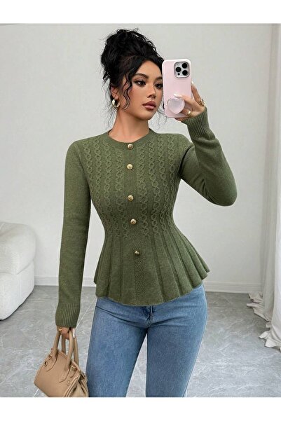 Iuliashop Esfir Knitted Sweater Khaki - M