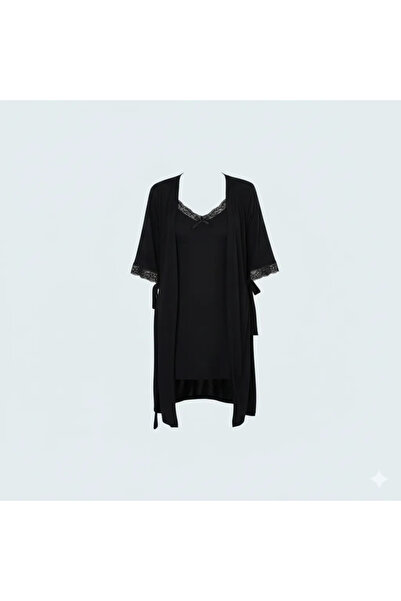 Generic Soft Viscose Short Nightgown Plus Size Nightdress with Robe Elegant L...