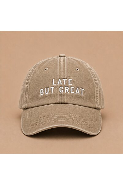 WeavedCo Late but Great Embroidered Vintage Washed Cap Hat