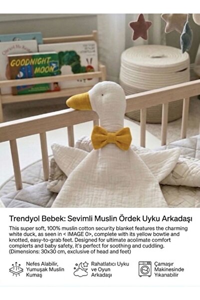 ANKABAYB %100 organik müslin pamuk sevimli ördek uyku arkadaşı