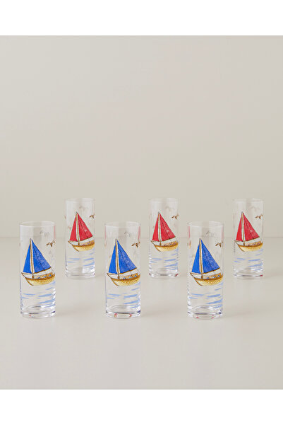 English Home Sail Whisper Cam 6'lı Bardak 180 ml Kırmızı - Mavi