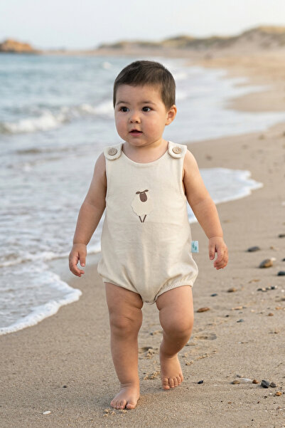 LITTLE'S WORLD Summer Baby Romper with Straps Silver Birch Little Lamb Printed