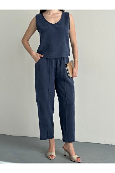 moda rüyası Tencel Fabric Grass Detailed Trousers