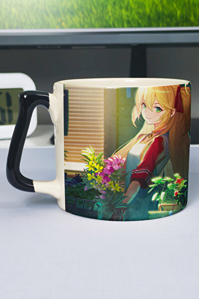 ZipZap كوب سيراميك فاخر مطبوع من Azur Lane (قطعة واحدة) بمقبض أسود خاص V4D