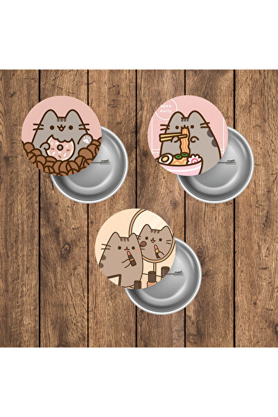 mertfigur Pusheen Cat Anime Buton Rozet Seti (44 mm)