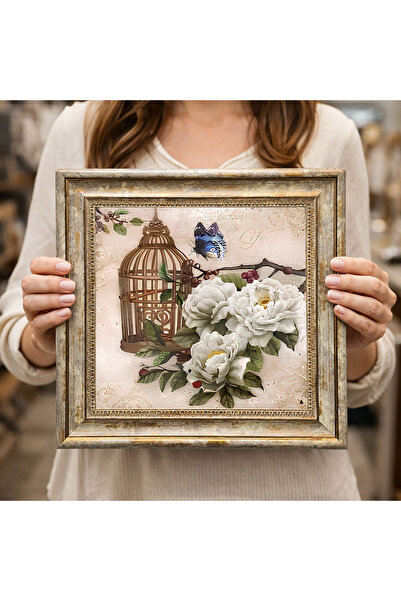 Dekorsiahome Eskitme Çerçeveli Dekoratif Tablo DK0218