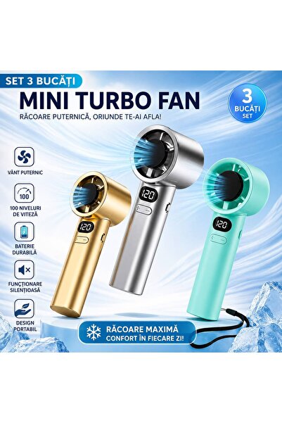 SHOPPINO Top Bottom Set of 3 Portable Fan 16 cm USB LED Display Rechargeable ...