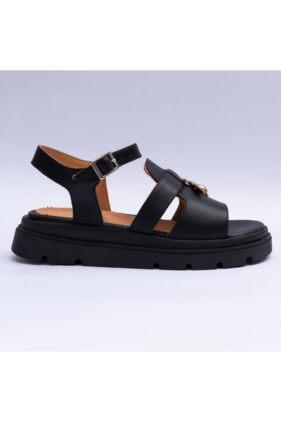 VAGAM Women 'Sandals Made of Genuine Leather Black Box