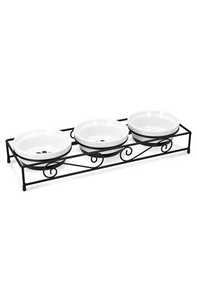 Navaris Set de 3 boluri ceramice pentru câini și pisici cu suport metalic, 32...