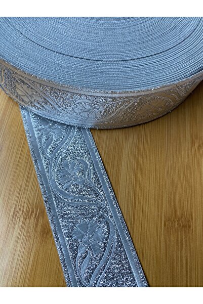 Lorin hobi Silver Glitter Decorative Ribbon Width: 4.5 cm Length: 1 Meter