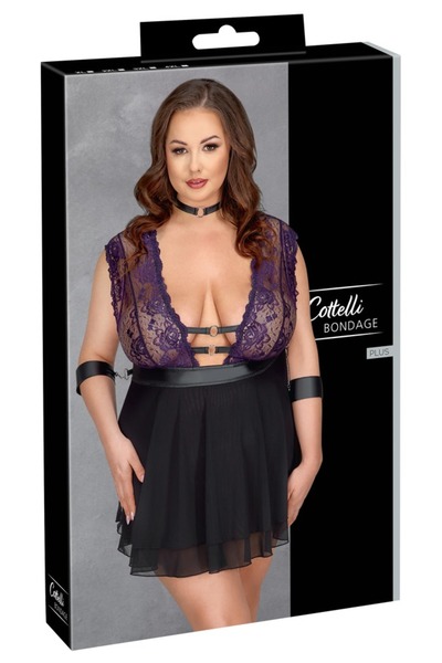Cottelli Plus Size Lingerie – BONDAGE Babydoll Bond. 3XL Schwarz/Lila, 3XL – ...