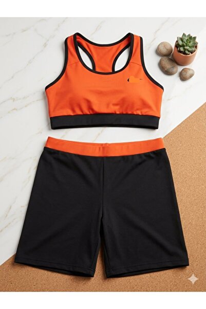 mikam Adult Crop Shorts Swimwear Set with Chest Pad