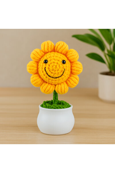 Generic Smiling Crochet Sunflower in a Pot