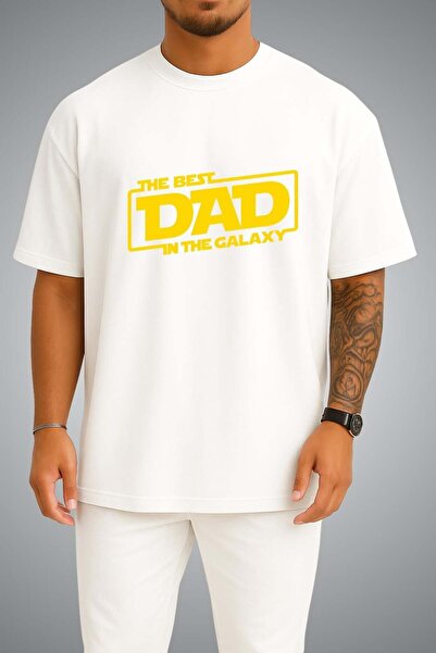 Bahriyeli Collection تي شيرت مطبوع عليه عبارة The Best Dad In The Galaxy للجن...