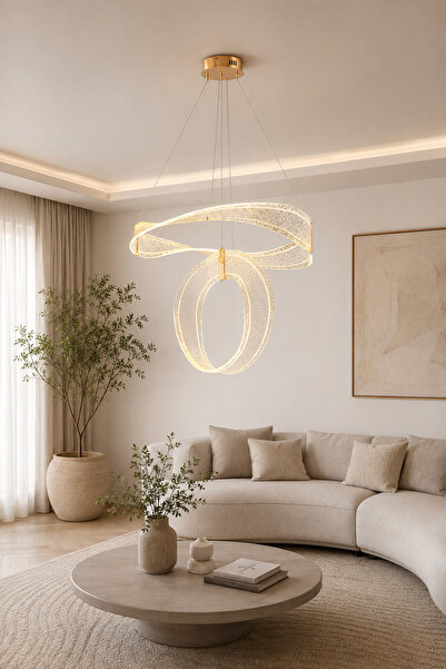 Taşcan Aydınlatma Ventura Gold Sarkıt Led Avize Modern Luxury Salon Yatak Oda...