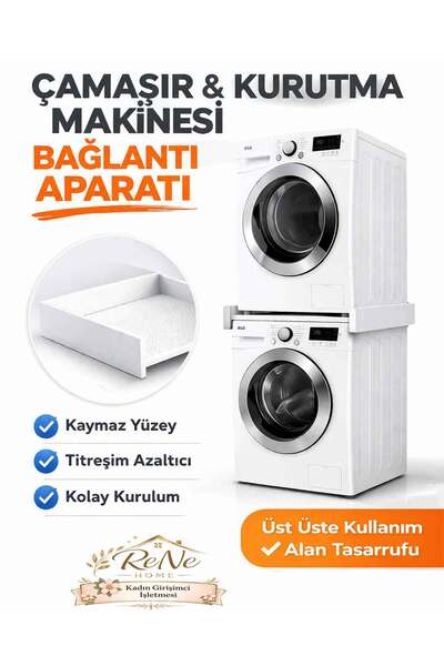 ReNe HOME Çamaşır Makinesi Dolabı Çamaşır ve Kurutma Makinesi Üst Üste Sabitl...