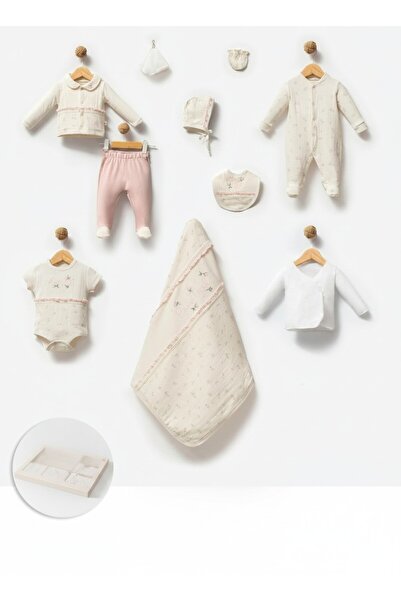 Mou&Kou 100% Cotton 10-Piece Newborn Baby Set with Blanket